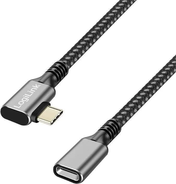 LogiLink Braided USB 3.2 Cable USB-C male - USB-C female 100W Μαύρο 1m CUA0111 - Image 1