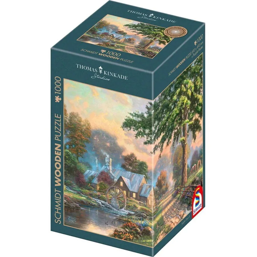 Schmidt Spiele Wooden Puzzle Thomas Kinkade Studios At Old Mill Stream 1000 Pieces - Image 1