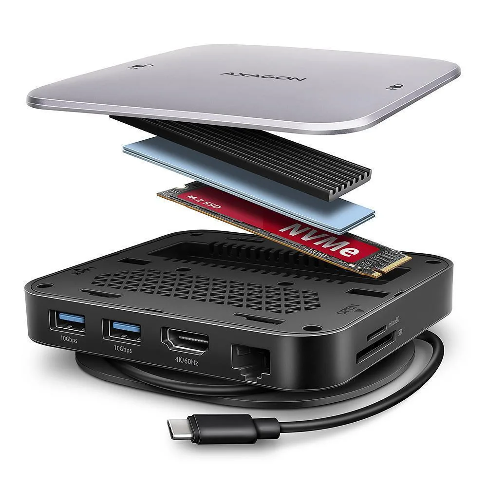 Axagon HMC-UFO USB-C Docking Station με HDMI 4K PD Ethernet Γκρι - Image 1