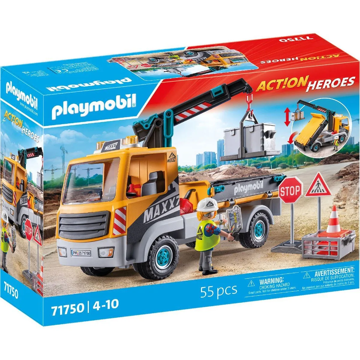 Playmobil Action Heroes Φορτηγό με Γερανό για 4-10 ετών 71750 - Image 1