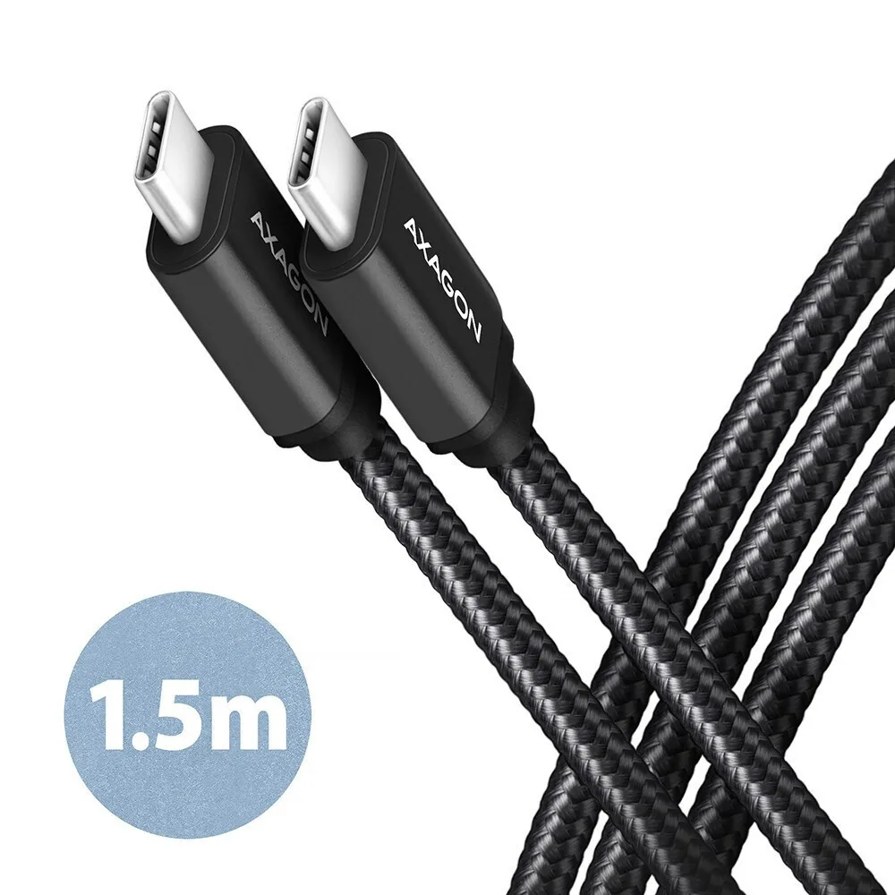 20250624144318_axagon_braided_usb_3_2_cable_usb_c_male_usb_c_60w_mayro_1_5m_bucm3_cm15ab Axagon Braided USB 3.2 Cable USB-C male - USB-C 60W Μαύρο 1.5m (BUCM3-CM15AB) - Image 1