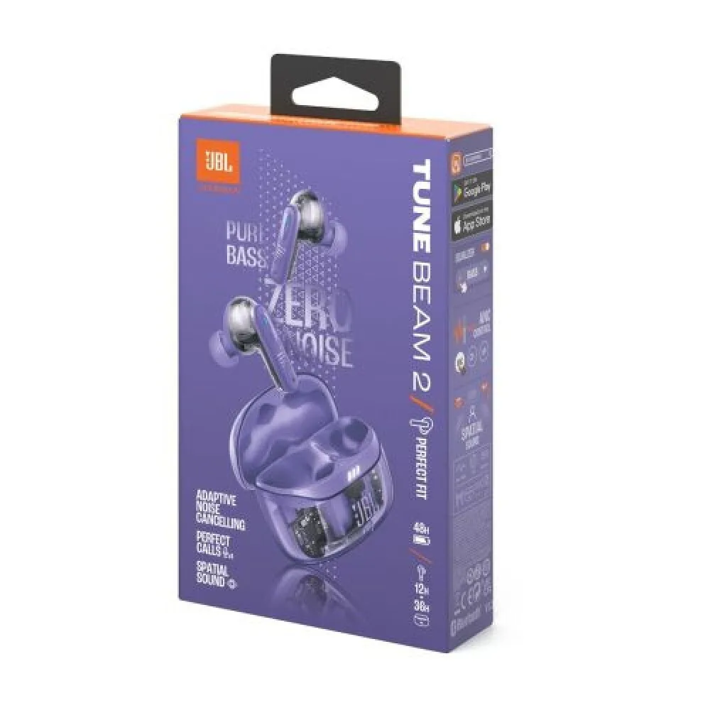 JBL Tune Beam 2 Ghost Edition In-ear Bluetooth Handsfree Ακουστικά με Αντοχή στον Ιδρώτα και Θήκη Φόρτισης Μωβ - Image 1
