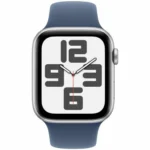 Apple Watch SE 2024 Aluminium 44mm Αδιάβροχο με Παλμογράφο (Silver με Denim Sport Band - S/M)