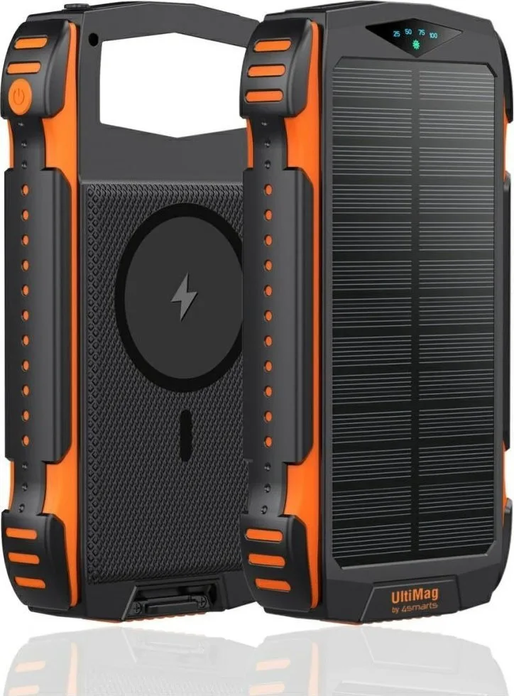 4Smarts Rugged Titanpack Ultimag Ηλιακό MagSafe Power Bank 20000mAh 15W με Θύρα USB-A και Θύρα USB-C Power Delivery / Quick Charge 3.0 Black/Orange - Image 1