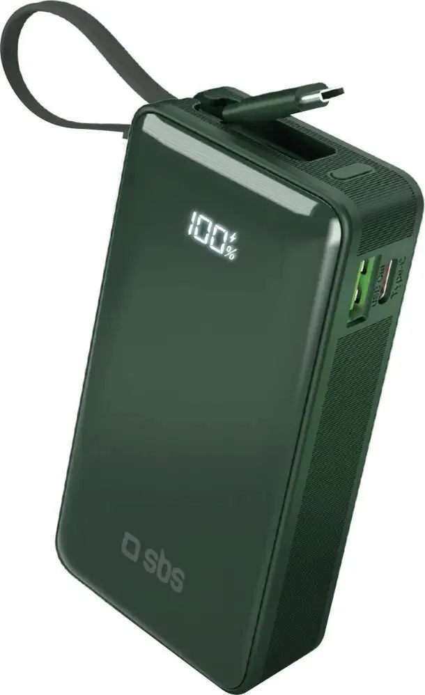 SBS Power Bank 10000mAh 22.5W με Θύρα USB-A και Θύρα USB-C Power Delivery Πράσινο - Image 1