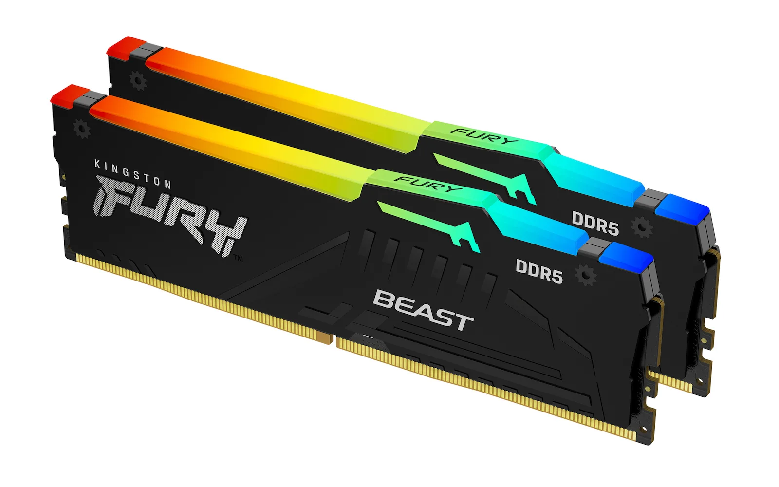 Kingston FURY Beast RGB DDR5 32GB RAM με 2x16GB Modules και Ταχύτητα 6400 για Desktop KF564C32BBEAK2-32 - Image 1
