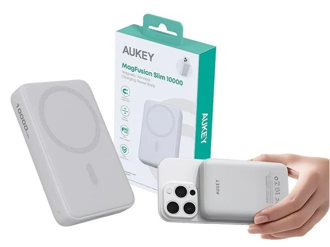 Aukey PB-MS04 MagSafe Power Bank 10000mAh 20W με Θύρα USB-C Power Delivery Λευκό - Image 1