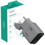Aukey Φορτιστής με Ενσωματωμένο Καλώδιο με Θύρα USB-C 45W Power Delivery / Quick Charge 4+ Γκρι (PA-C2)
