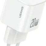Usams Φορτιστής GaN με Θύρα USB-C και Καλώδιο USB-C - USB-C 20W Power Delivery Λευκός (CC260)