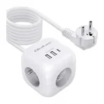 Qoltec Πολύπριζο Aσφαλείας με 2 USB-A, 1 USB-C, Διακόπτη και Καλώδιο 2m