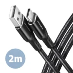Axagon Braided USB 2.0 Cable USB-C male - USB-A Μαύρο 2m BUCM-AM20AB