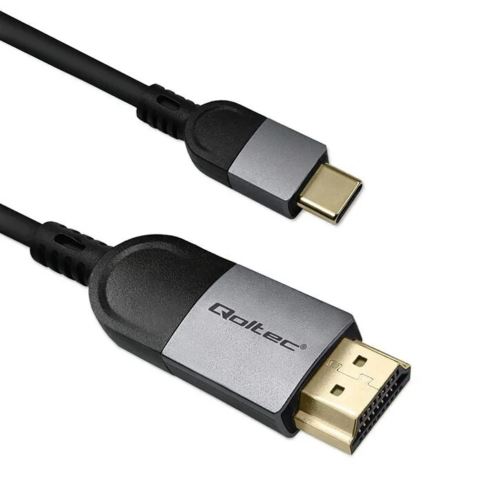 20250714111224_qoltec_cable_hdmi_male_usb_c_male_2m_chryso_50438 Qoltec Cable HDMI male - USB-C male 2m Χρυσό 50438 - Image 1