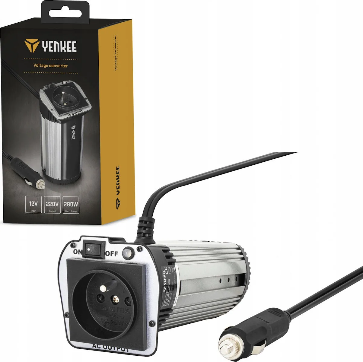 Yenkee Inverter Αυτοκινήτου 280W για Μετατροπή 12V DC σε 240V AC - Image 1