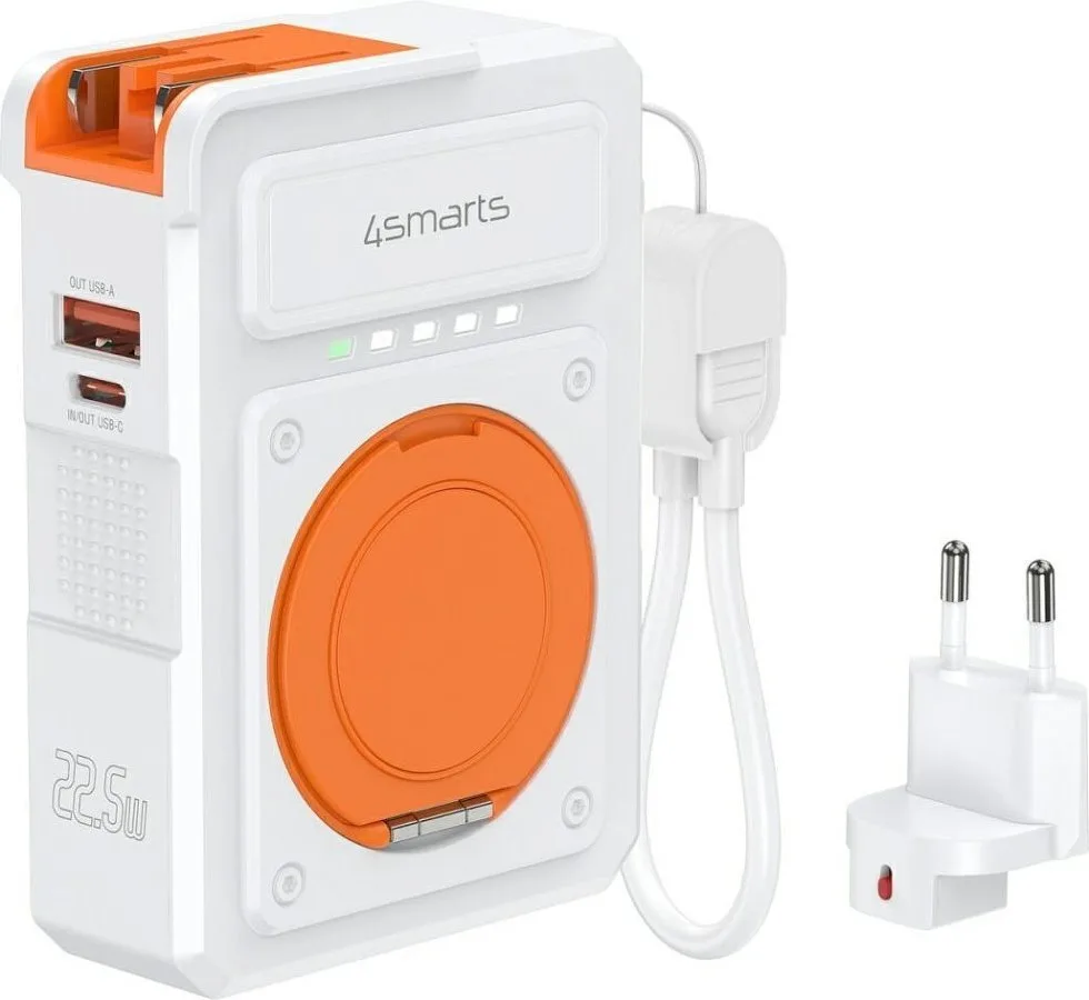 4Smarts Hybrid Charger 6-in-1 Power Bank 10000mAh 22.5W με Θύρα USB-A και Θύρα USB-C Power Delivery / Quick Charge 3.0 Λευκό - Image 1