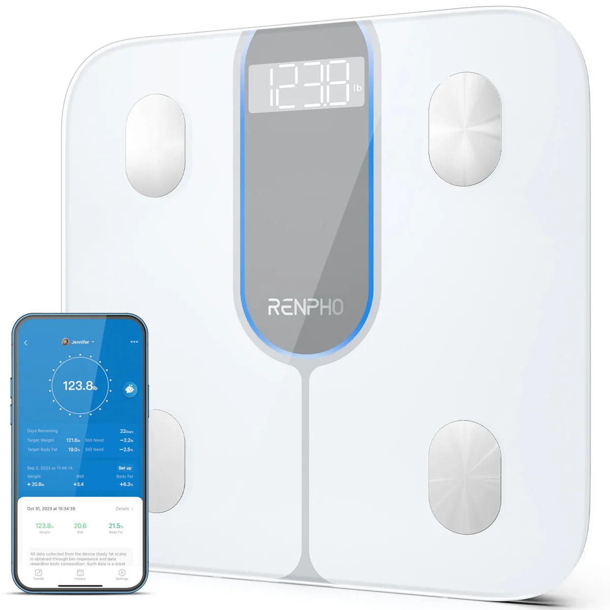 20250715133907_renpho_elis_1c_smart_zygaria_me_lipometriti_bluetooth Renpho Elis 1c Smart Ζυγαριά 200kg με Λιπομετρητή & Bluetooth Λευκή - Image 1