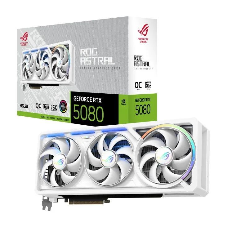 Asus GeForce RTX 5080 16GB GDDR7 ROG Astral White OC Edition Κάρτα Γραφικών 90YV0LV4-M0NA00 - Image 1