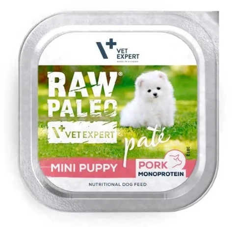 VetExpert Raw Paleo Υγρή Τροφή για Κουτάβια με Χοιρινό και Σολομό χωρίς Σιτηρά 150gr - Image 1