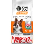 John Dog Good Form 12kg Ξηρά Τροφή χωρίς Γλουτένη για Ενήλικους Σκύλους Μεσαίων & Μεγαλόσωμων Φυλών με Αρνί και Μοσχάρι