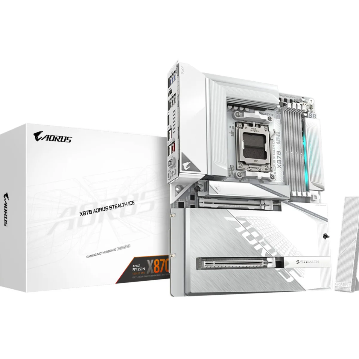 Gigabyte X870 AORUS STEALTH ICE Wi-Fi Motherboard ATX με AMD AM5 Socket - Image 1