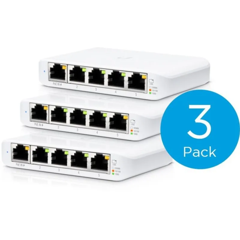 Ubiquiti USW Flex Mini (3-Pack) Managed L2 PoE+ Switch με 5 Θύρες Gigabit (1Gbps) Ethernet - Image 1