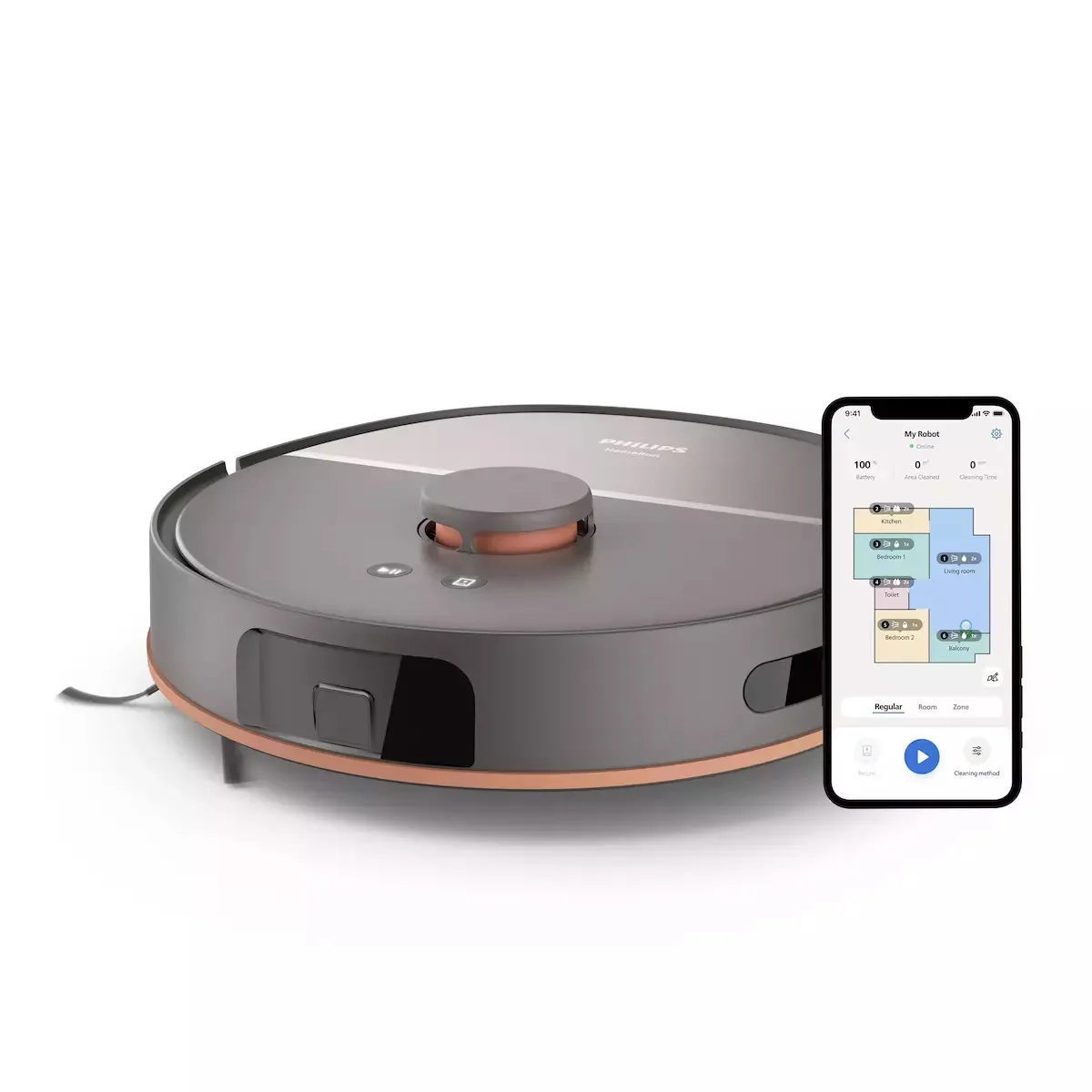 Philips Aqua 5000 Σκούπα Ρομπότ για Σκούπισμα & Σφουγγάρισμα με Χαρτογράφηση και Wi-Fi Γκρι - Image 1