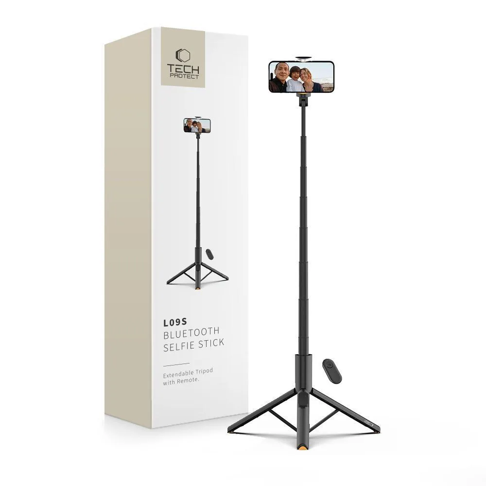 20250819115945_tech_protect_l09s_selfie_stick_tripodo_kinitou_me_bluetooth_mayro Tech-Protect L09s Selfie Stick Τρίποδο Κινητού με Bluetooth Μαύρο - Image 1