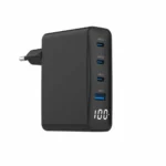 Gembird Φορτιστής Χωρίς Καλώδιο GaN με Θύρα USB-A και 3 Θύρες USB-C 100W Power Delivery Μαύρος (TA-UC-PDQC100LCD-01-BK)