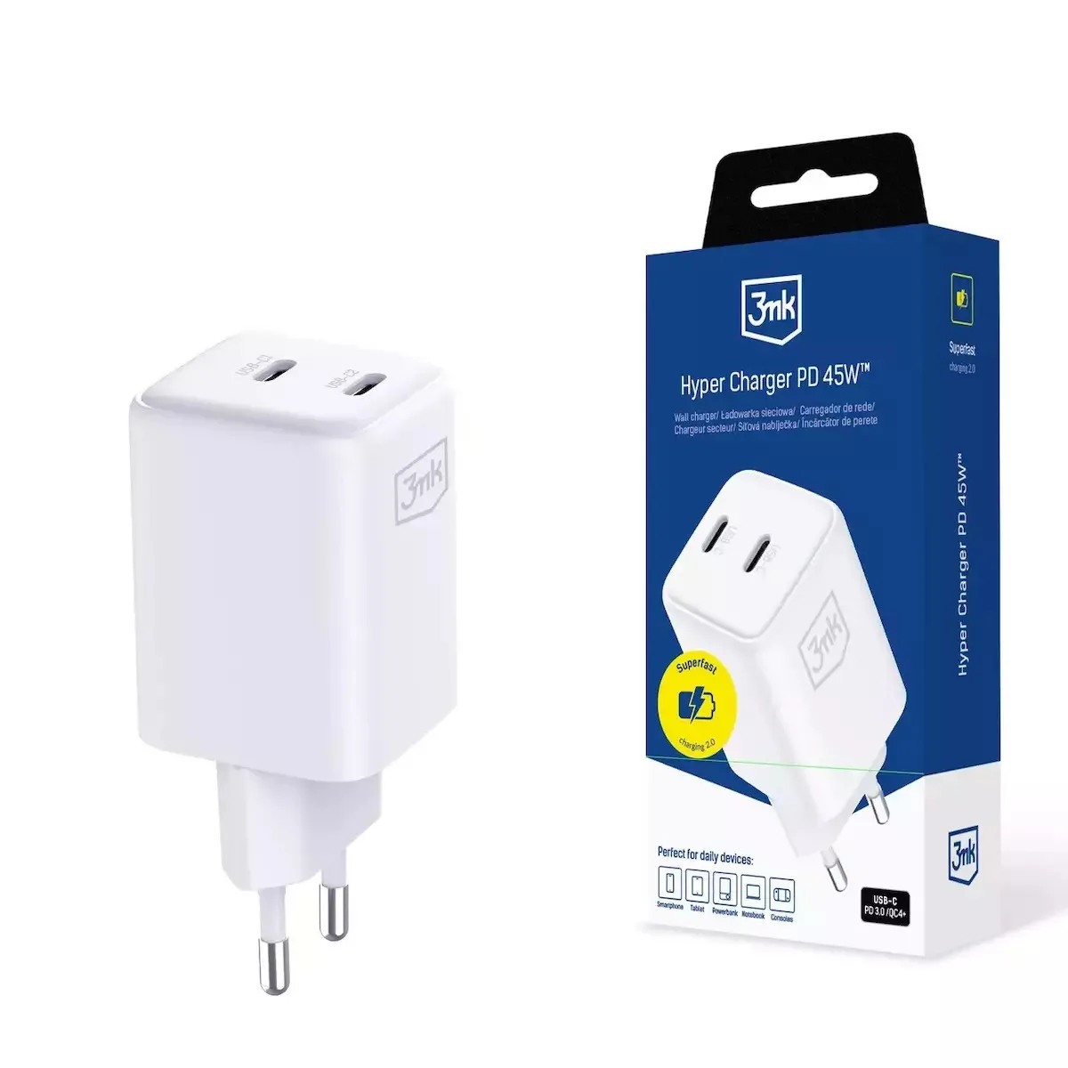 20250825111713_3mk_fortistis_choris_kalodio_me_2_thyres_usb_c_45w_power_delivery_leykos_hyper_charger 3MK Φορτιστής Χωρίς Καλώδιο με 2 Θύρες USB-C 45W Power Delivery Λευκός (Hyper Charger) - Image 1