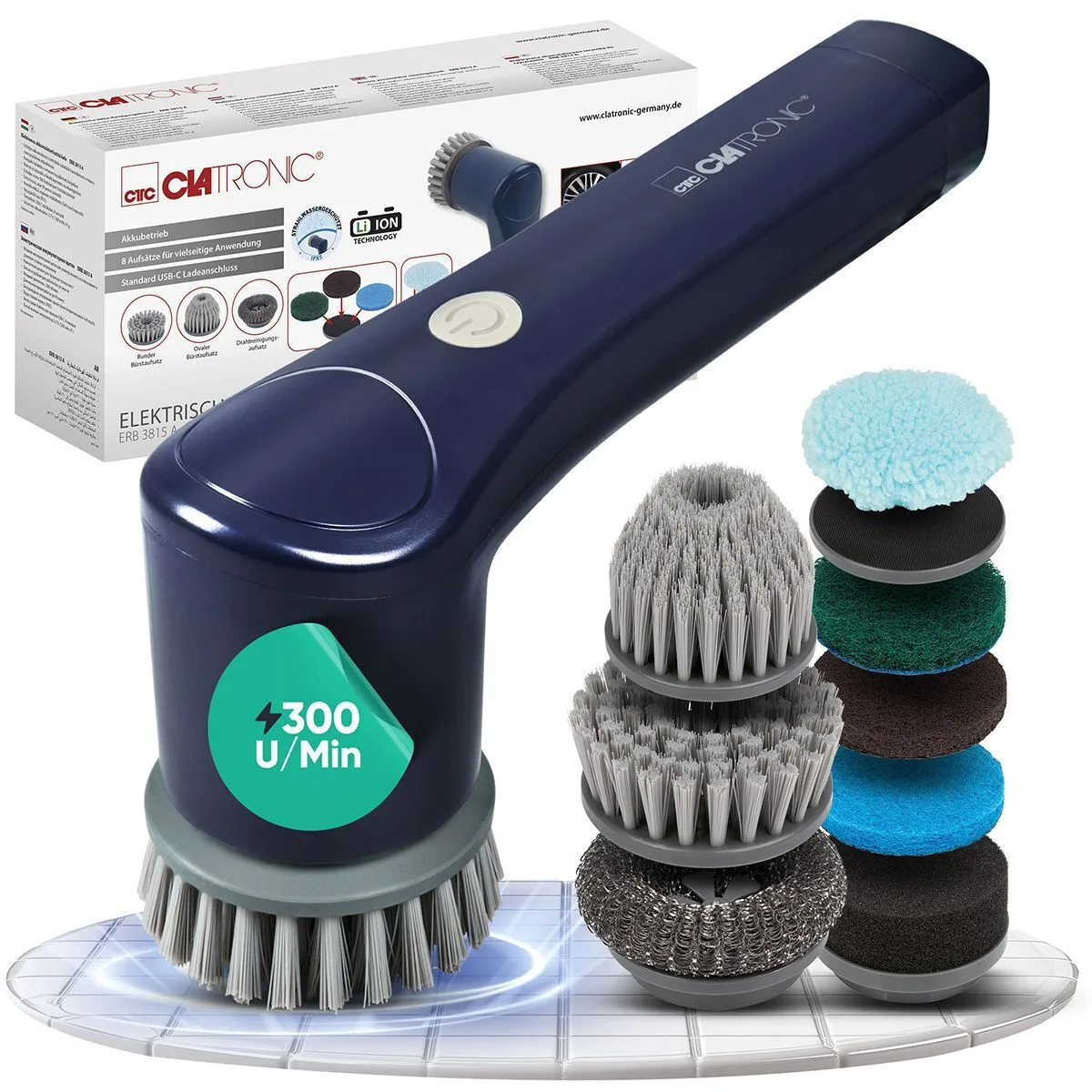 20250828092948_rechargeable_surface_cleaning_brush_clatronic_navy_blue Rechargeable Surface Cleaning Brush Clatronic Navy Blue - Image 1