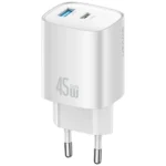 Usams Φορτιστής Χωρίς Καλώδιο GaN με Θύρα USB-A και Θύρα USB-C 45W Power Delivery Ασημί (CC290)