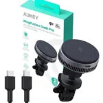 Aukey Hd-mc13a Βάση Κινητού Αυτοκινήτου με Ρυθμιζόμενα Άγκιστρα και Ασύρματη Φόρτιση Μαύρη