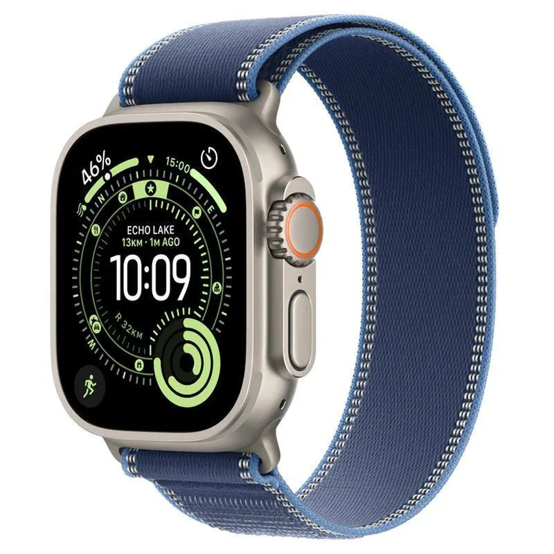 Apple Watch Ultra 3 Titanium 49mm Αδιάβροχο με eSIM και Παλμογράφο (Natural Titanium Case with Blue/Bright Blue Trail Loop - S/M) - Image 1