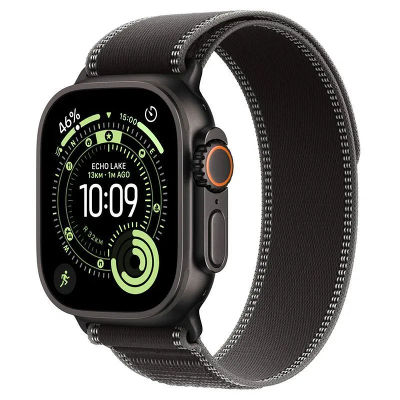 Apple Watch Ultra 3 Titanium 49mm Αδιάβροχο με eSIM και Παλμογράφο (Black Titanium Case with Black/Charcoal Trail Loop - S/M) - Image 1