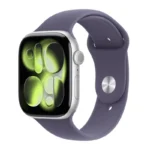Apple Watch Series 11 Aluminium 46mm Αδιάβροχο με Παλμογράφο (Silver Aluminium Case with Purple Fog Sport Band - M/L)