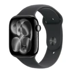 Apple Watch Series 11 Cellular Aluminium 46mm Αδιάβροχο με eSIM και Παλμογράφο (Jet Black Aluminium Case with Black Sport Band - S/M)