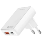 4Smarts Φορτιστής Χωρίς Καλώδιο GaN με Θύρα USB-A και Θύρα USB-C 20W Power Delivery Λευκός (FlatPlug Duos)