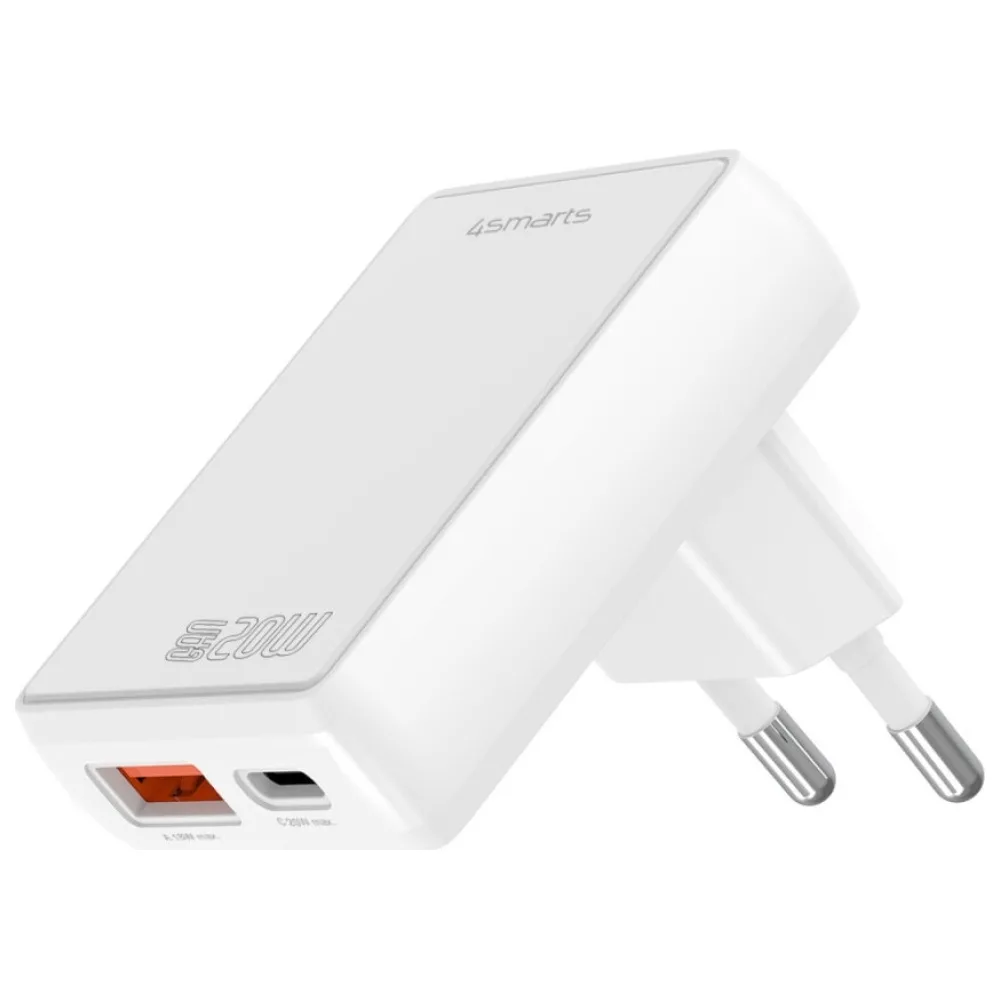 20250911165132_4smarts_fortistis_choris_kalodio_gan_me_thyra_usb_a_kai_thyra_usb_c_20w_power_delivery_leykos_flatplug_duos 4Smarts Φορτιστής Χωρίς Καλώδιο GaN με Θύρα USB-A και Θύρα USB-C 20W Power Delivery Λευκός (FlatPlug Duos) - Image 1