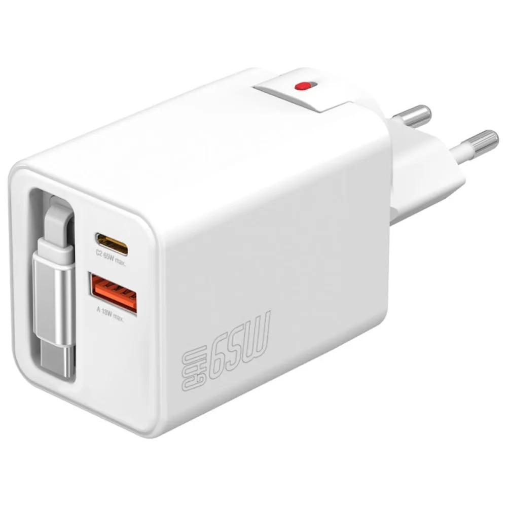 20250911165323_4smarts_fortistis_me_ensomatomeno_kalodio_gan_me_thyra_usb_a_kai_thyra_usb_c_usb_c_65w_power_delivery_leykos_flex 4Smarts Φορτιστής με Ενσωματωμένο Καλώδιο GaN με Θύρα USB-A και Θύρα USB-C USB-C 65W Power Delivery Λευκός (Flex) - Image 1