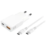 4Smarts Φορτιστής GaN με Θύρα USB-A και Θύρα USB-C και Καλώδιο USB-C - USB-C 20W Power Delivery Λευκός (Slim Duos)