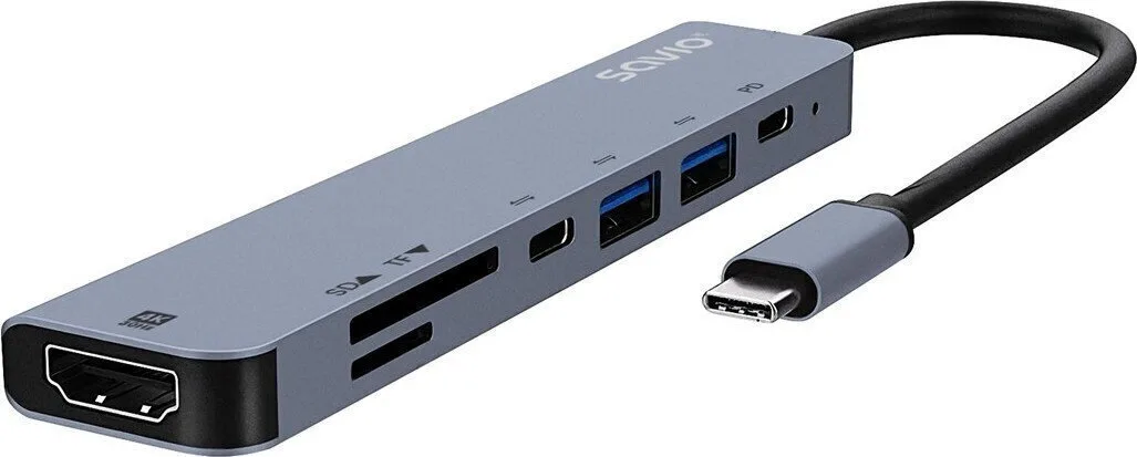 20250922164419_savio_usb_3_1_hub_7_thyron_me_syndesi_usb_c_thyra_fortisis Savio USB 3.1 Hub 7 Θυρών με σύνδεση USB-C & Θύρα Φόρτισης - Image 1