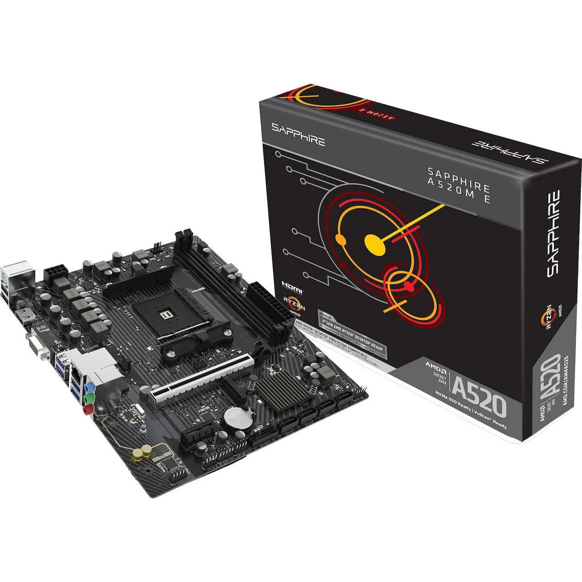 Sapphire A520M-E Motherboard Micro ATX με AMD AM4 Socket 52119-04-40G - Image 1