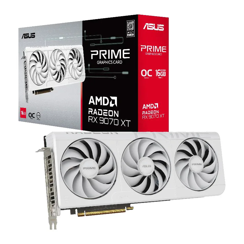 Asus Radeon RX 9070 XT 16GB GDDR6 Prime OC White Κάρτα Γραφικών 90YV0L75-M0NA00 - Image 1