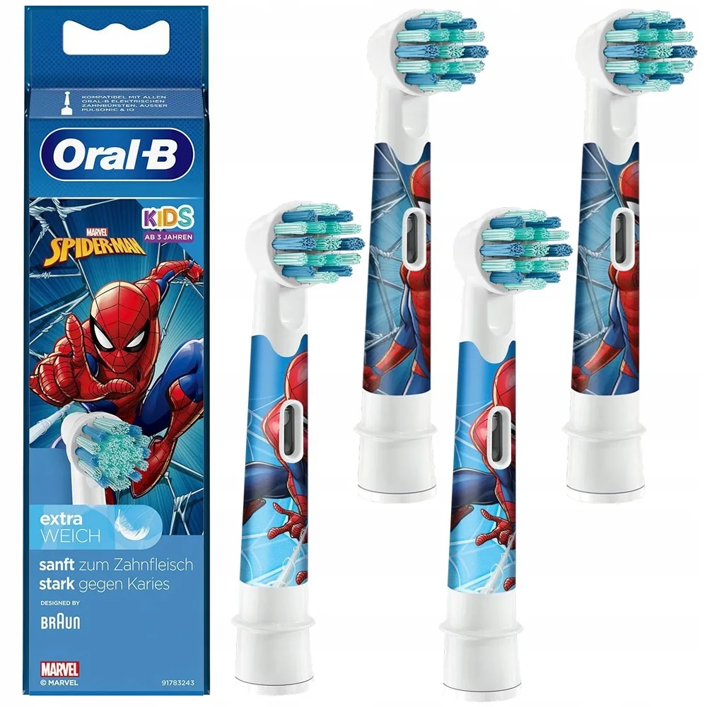 20250924152811_oral_b_spiderman_antallaktikes_kefales_ilektrikis_odontovourtsas_4tmch Oral-B Ανταλλακτικά Ηλεκτρικής Οδοντόβουρτσας Kids 4τμχ για 3+ Χρονών - Image 1