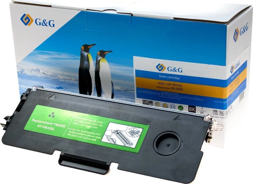 G&g Compatible Toner Cartridge Brother Tn2000 Tn350 Tn2075 Tn2025 Tn2050 Nt-pb350 Black 2500s - Image 1