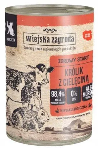 Wiejska Zagroda Υγρή Τροφή για Ανήλικες Γάτες με Κουνέλι 400gr - Image 1