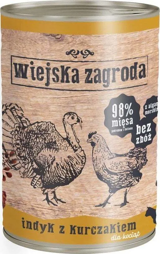 Wiejska Zagroda Υγρή Τροφή για Γάτες με Γαλοπούλα και Κοτόπουλο 400gr - Image 1