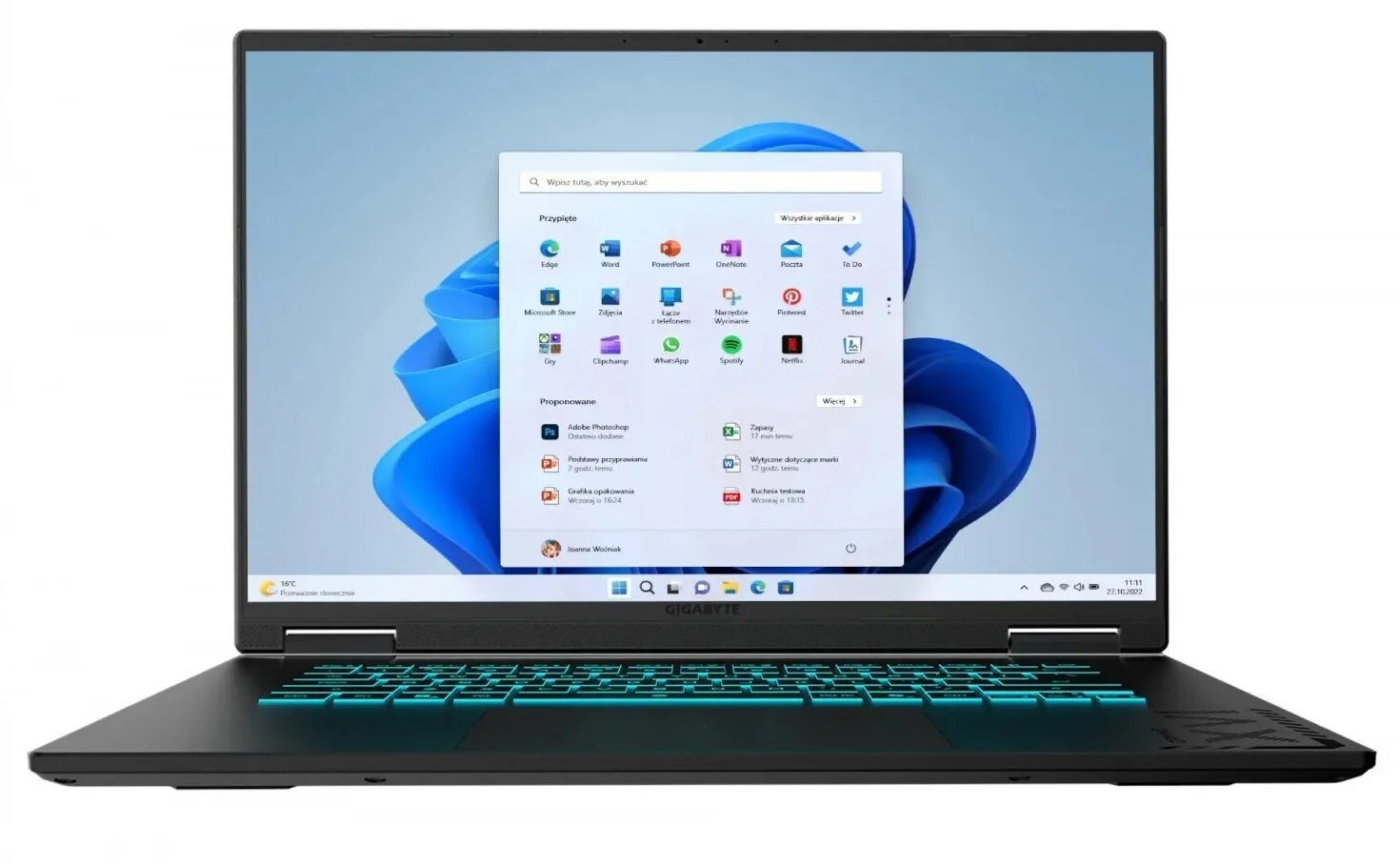 Gigabyte Gaming A16 16" QHD+ (Core 7-240H/32GB/1.0TB SSD/GeForce RTX 5080/W11 Home) (US Keyboard) - Image 1
