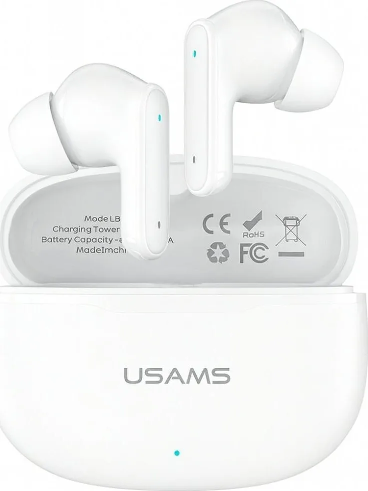 Usams E05 In-ear Bluetooth Handsfree Ακουστικά με Θήκη Φόρτισης Λευκά - Image 1