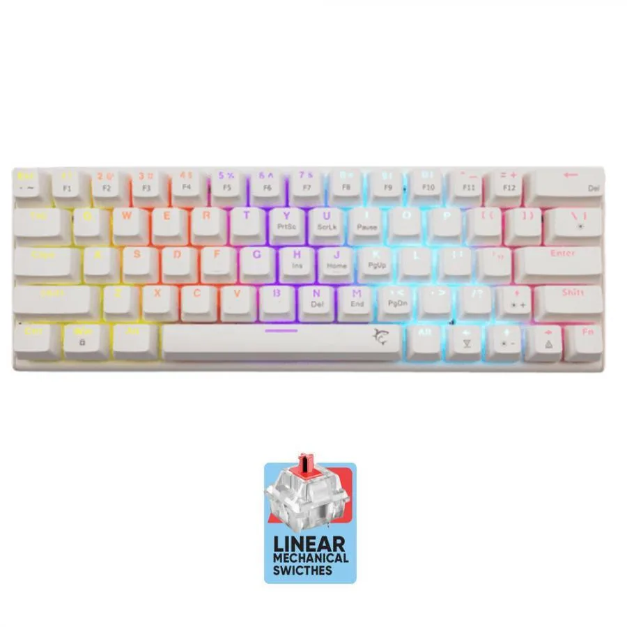 White Shark Wakizashi 2 Gaming Μηχανικό Πληκτρολόγιο 60% με Custom Red διακόπτες και RGB φωτισμό (International English) Λευκό - Image 1