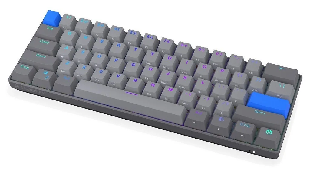 Endorfy Thock V2 Compact Wireless Ασύρματο Gaming Μηχανικό Πληκτρολόγιο 60% με Gateron Yellow διακόπτες και RGB φωτισμό (Αγγλικό US) Γκρι - Image 1